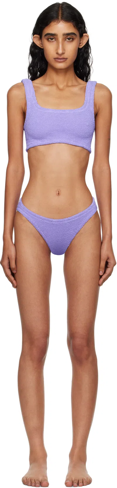 Hunza G Mid-rise Crinkled Bikini Set In Purple