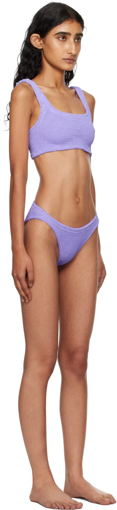 Hunza G Mid-rise Crinkled Bikini Set In Purple