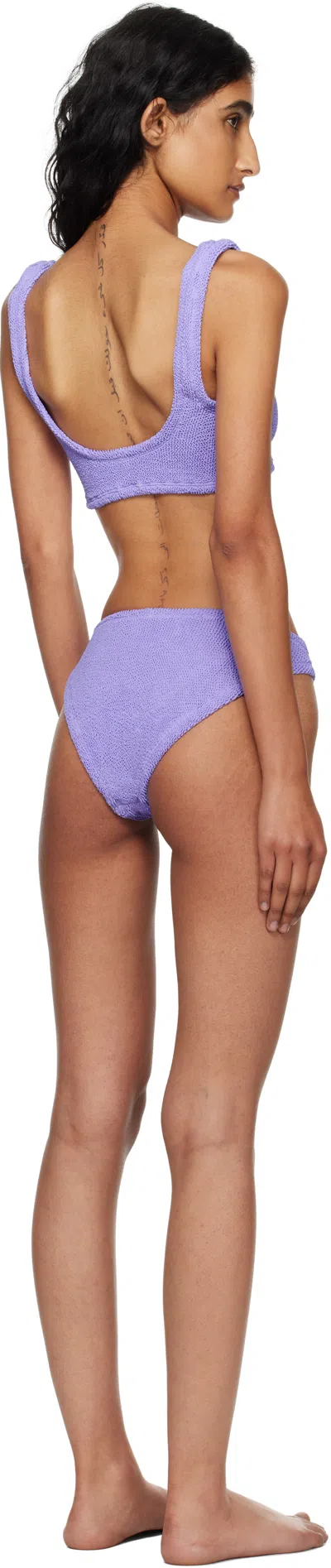 Hunza G Mid-rise Crinkled Bikini Set In Purple