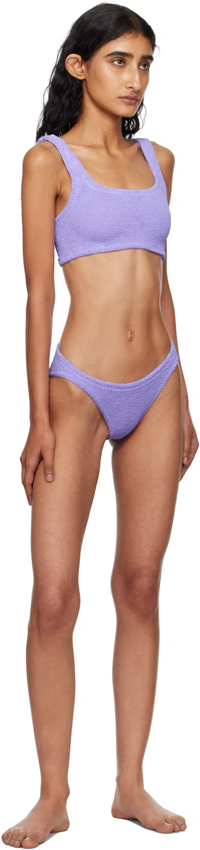 Hunza G Mid-rise Crinkled Bikini Set In Purple