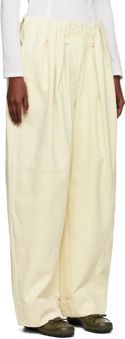 Open Yy Full Gather Pants In Yellow