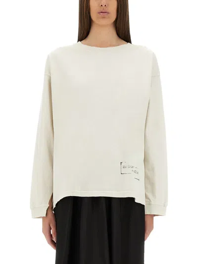 Maison Margiela Women Shirt With Printed Logo In Gray