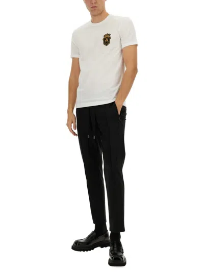 Dolce & Gabbana Cotton T-shirt With Crest Embellishment In White