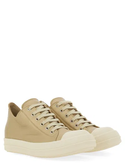Rick Owens Lamb Leather Low-top Sneakers With Calf Leather Toe Cap In Multi