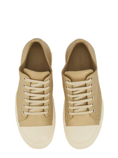 Rick Owens Lamb Leather Low-top Sneakers With Calf Leather Toe Cap In Multi