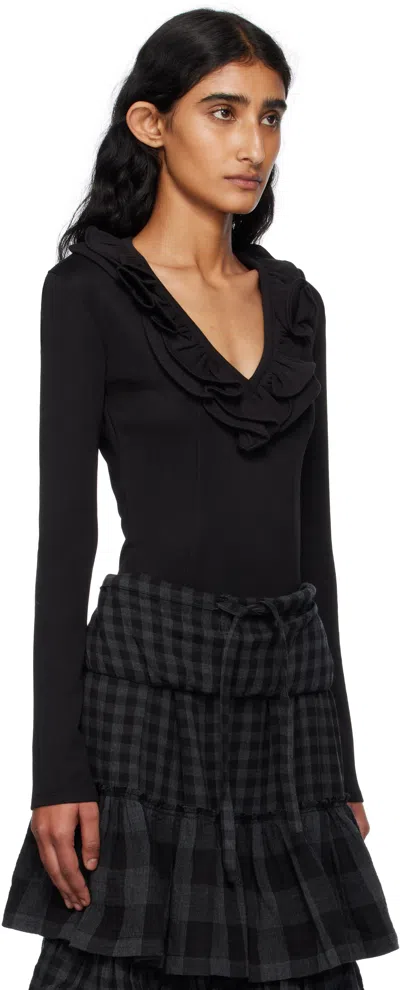 Open Yy Ruffled Bodysuit In Black