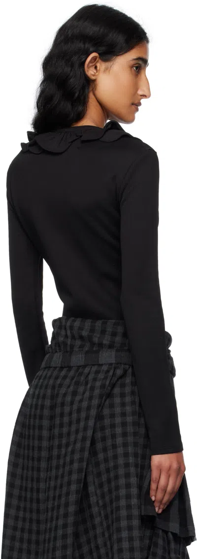 Open Yy Ruffled Bodysuit In Black