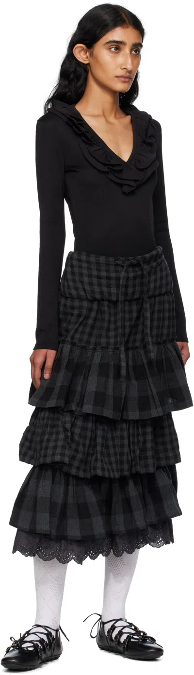 Open Yy Ruffled Bodysuit In Black