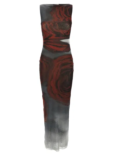 Jean Paul Gaultier The Long Red Blurry Tulle Maxi Dress In White