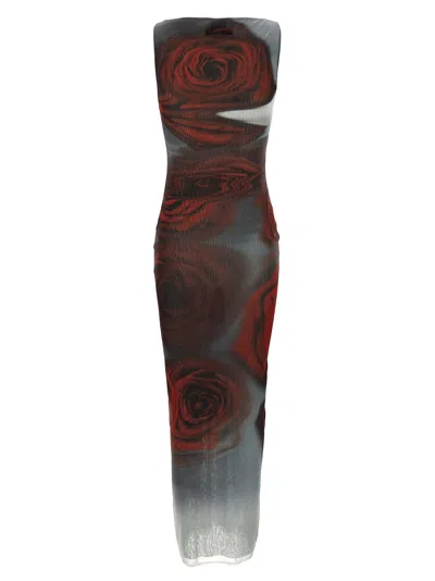 Jean Paul Gaultier The Long Red Blurry Tulle Maxi Dress In White