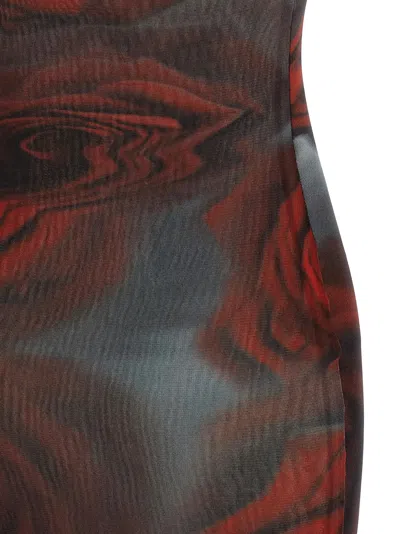 Jean Paul Gaultier The Long Red Blurry Tulle Maxi Dress In White