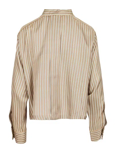 Max Mara Brama Striped Twill Silk Cropped Shirt Shirts Multicolor In Gray
