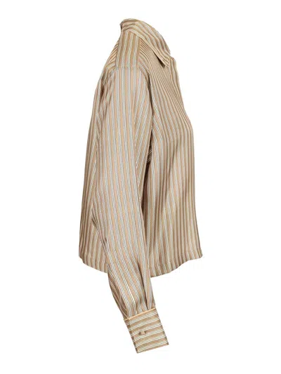 Max Mara Brama Striped Twill Silk Cropped Shirt Shirts Multicolor In Gray