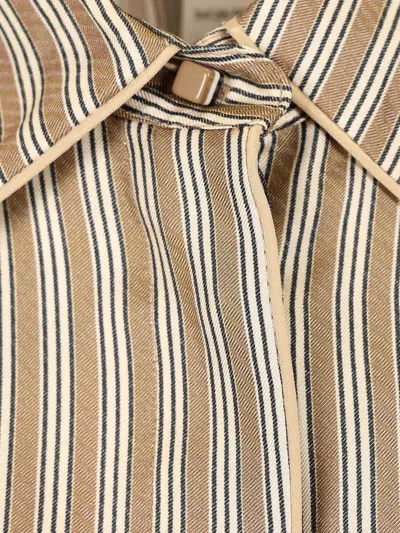 Max Mara Brama Striped Twill Silk Cropped Shirt Shirts Multicolor In Gray