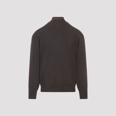 Brunello Cucinelli Full Zip Cashmere Cardigan In Brown