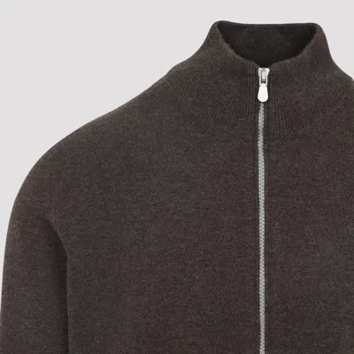 Brunello Cucinelli Full Zip Cashmere Cardigan In Brown
