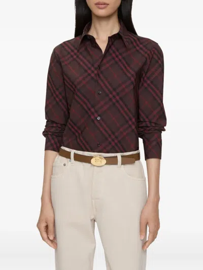 Burberry Check-pattern Cotton Shirt In Red