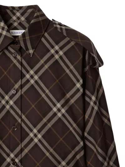 Burberry Check-pattern Flannel Shirt Dress In Brown