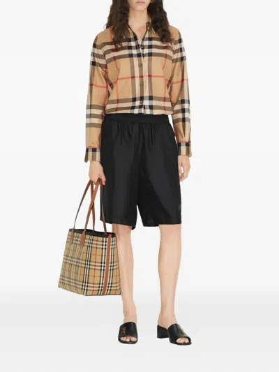 Burberry Vintage Check Pattern Cotton Shirt In Brown
