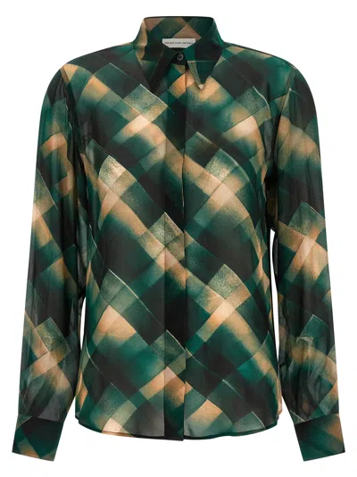 Dries Van Noten Sheer Fabric Pointed Collar Long Sleeves Shirt In Green