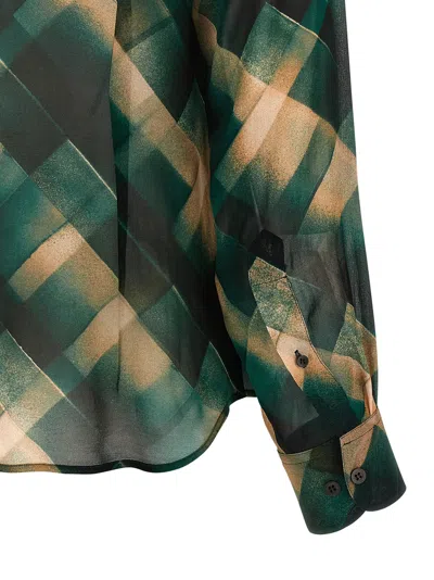 Dries Van Noten Sheer Fabric Pointed Collar Long Sleeves Shirt In Green