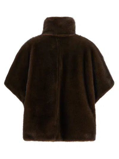 Pinko Comodino Cappa Eco Fur In Brown