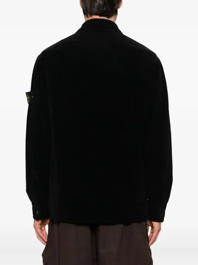 Stone Island Comfortable Overshirt With Pockets And Press Studs In Black