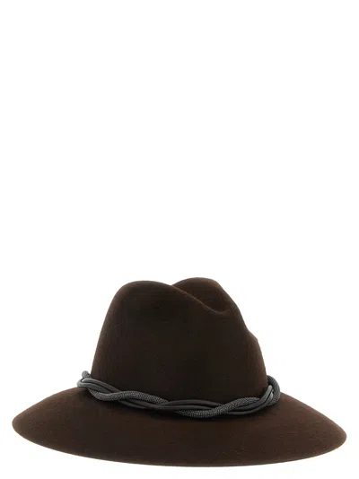 Brunello Cucinelli Brown Moniles Solid Fedora Hat