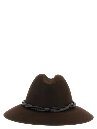 Brunello Cucinelli Brown Moniles Solid Fedora Hat