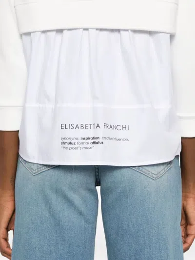 Elisabetta Franchi Fleece Top With Details In Poplin Fabric Clothing In White