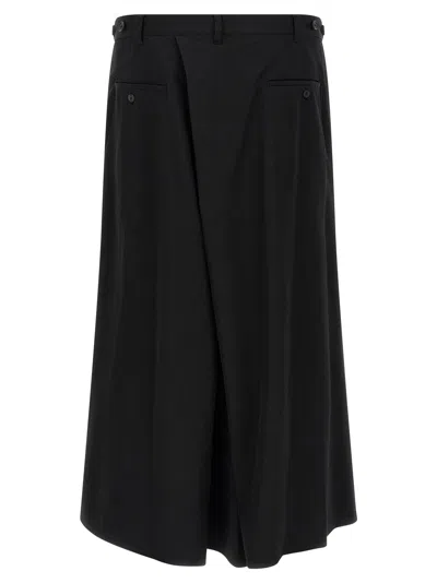 Yohji Yamamoto Pleated Trousers With Button And Belt Loops In Black