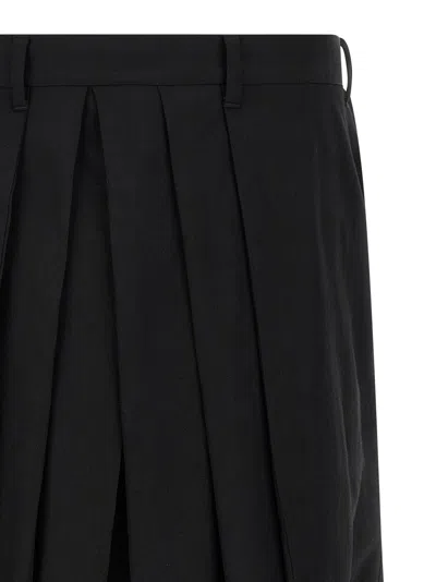 Yohji Yamamoto Pleated Trousers With Button And Belt Loops In Black