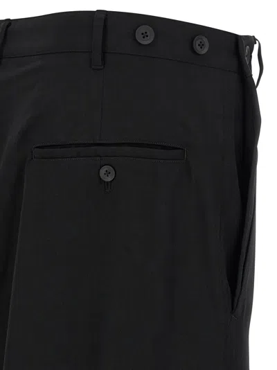 Yohji Yamamoto Pleated Trousers With Button And Belt Loops In Black