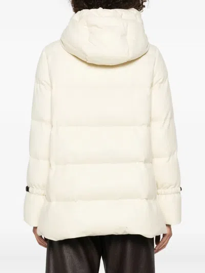 Herno Hooded Medium-length Wool Down Jacket With Zip Clothing In Neutral