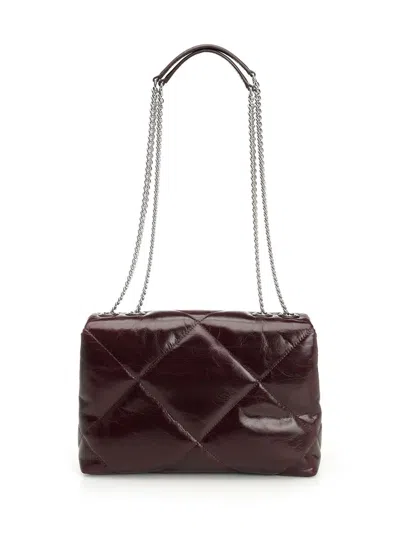 Tory Burch Kira Diamond Quilt Distressed Convertible Shoulder Bag Crossbody Bags Bordeaux