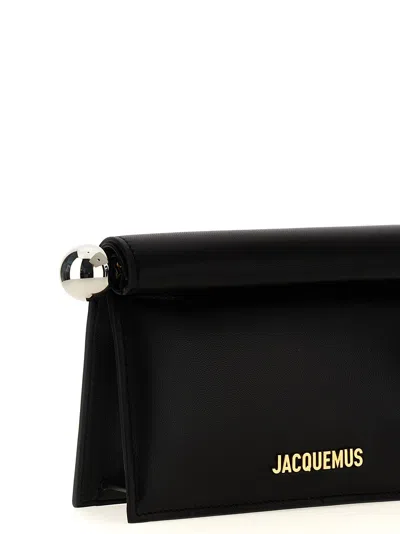 Jacquemus La Petite Pochette Rond Carré Clutch Black In Black