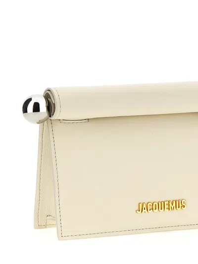 Jacquemus La Petite Pochette Rond Carré Clutch White In Gray