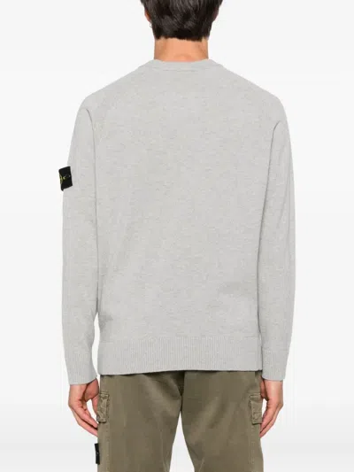Stone Island Lightweight Wool Crew Neck Sweater With Raglan Sleeves Clothing In Gray