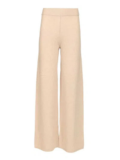 Max Mara Mortiz Wool Cashmere Blend Palazzo Pant Knitwear White In Neutral