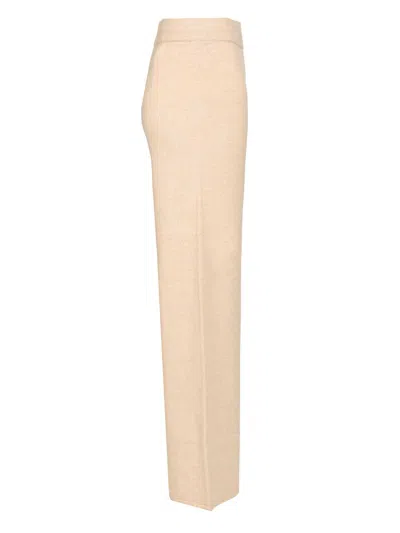 Max Mara Mortiz Wool Cashmere Blend Palazzo Pant Knitwear White In Neutral