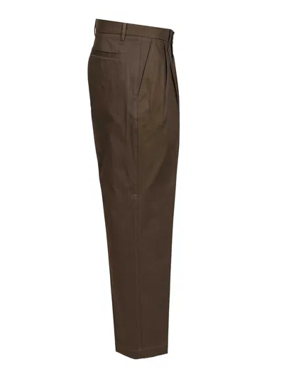 Barena Venezia Mens Army Nerio Pleated Cotton Trousers In Green