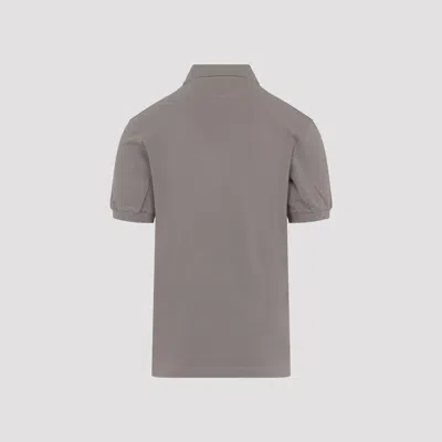 Brunello Cucinelli Cotton Polo With Ribbed Trims And Straight Hem In Gray