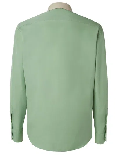 Fendi Contrast-collar Logo-embroidered Shirt In Green