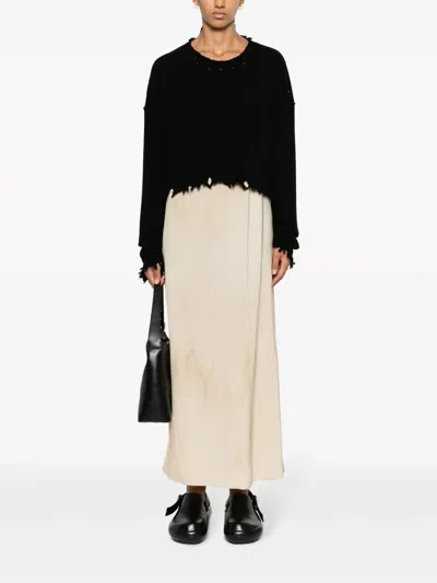 Uma Wang Cropped Ribbed Knitwear Top With Long Sleeves In Black