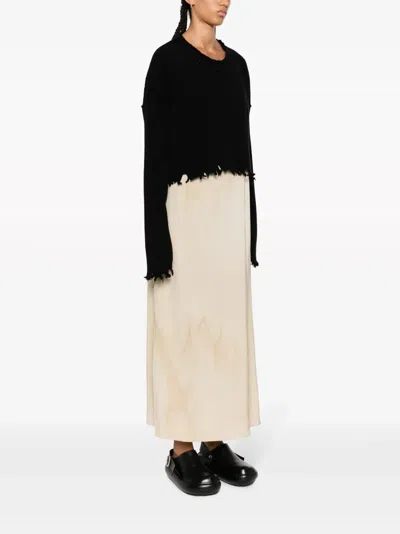 Uma Wang Cropped Ribbed Knitwear Top With Long Sleeves In Black