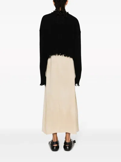 Uma Wang Cropped Ribbed Knitwear Top With Long Sleeves In Black