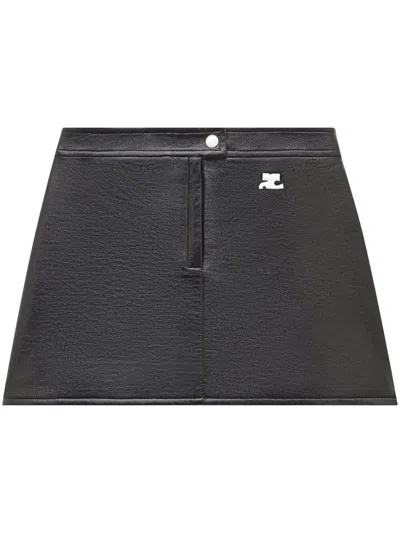 Courrèges Re-edition Vinyl Effect Mini Skirt In Black