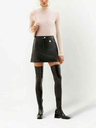 Courrèges Re-edition Vinyl Effect Mini Skirt In Black
