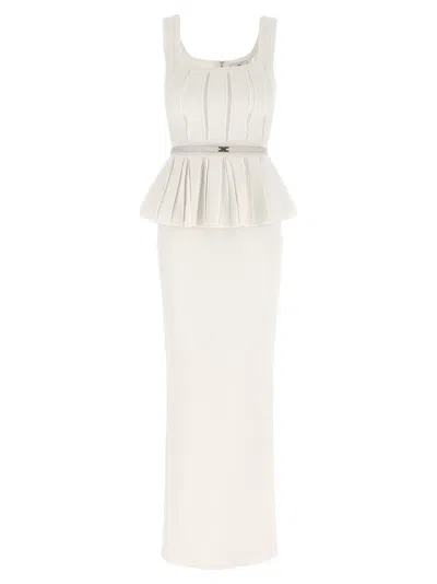 Elisabetta Franchi Red Carpet Eyelet-embellished Maxi Dress In Neutral