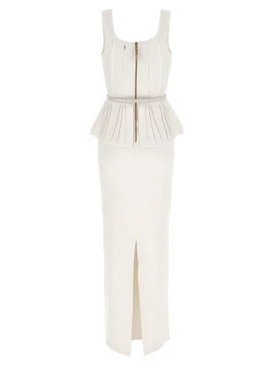 Elisabetta Franchi Red Carpet Eyelet-embellished Maxi Dress In Neutral